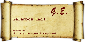 Galambos Emil névjegykártya